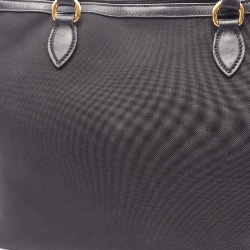 Prada Canvas LOGO Bag Black JACQUARD Leather Tote - Picture 5 of 9